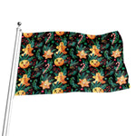 Watercolor Gingerbread Pattern Print Flag