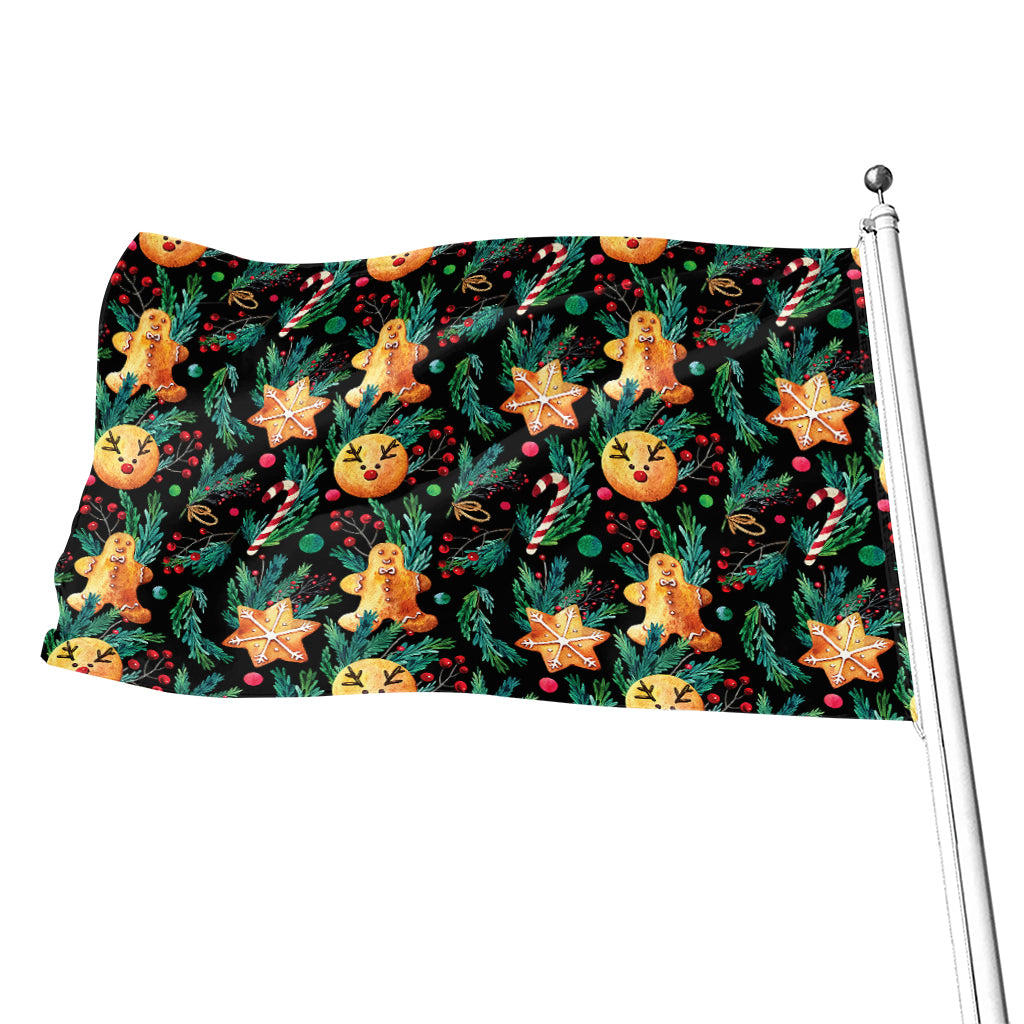 Watercolor Gingerbread Pattern Print Flag