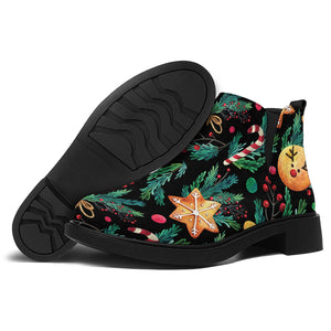 Watercolor Gingerbread Pattern Print Flat Ankle Boots