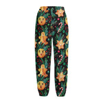 Watercolor Gingerbread Pattern Print Fleece Lined Knit Pants