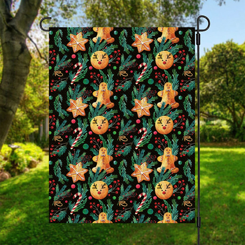 Watercolor Gingerbread Pattern Print Garden Flag