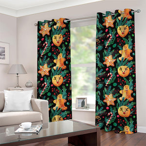 Watercolor Gingerbread Pattern Print Grommet Curtains