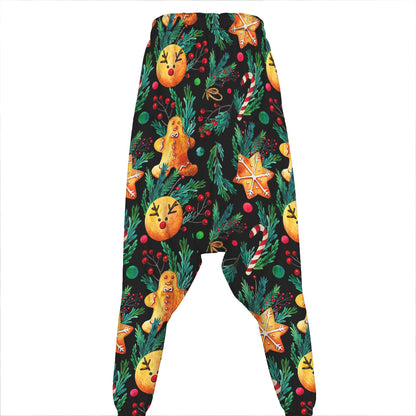 Watercolor Gingerbread Pattern Print Hammer Pants