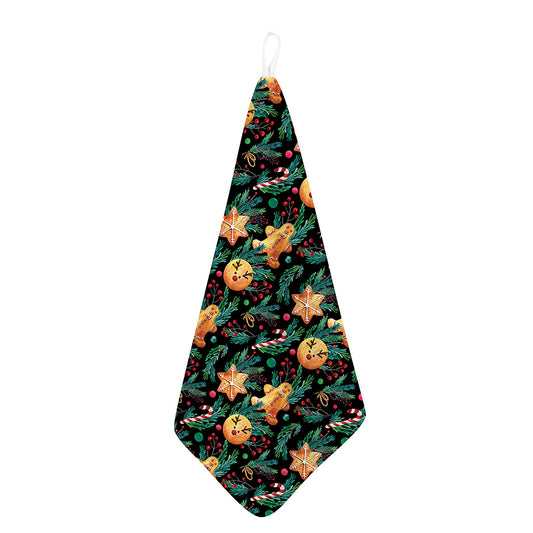 Watercolor Gingerbread Pattern Print Hand Towel