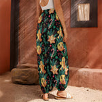 Watercolor Gingerbread Pattern Print Harem Pants