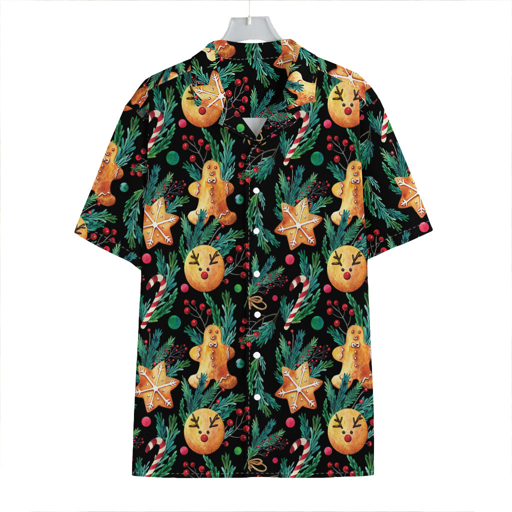 Watercolor Gingerbread Pattern Print Hawaiian Shirt
