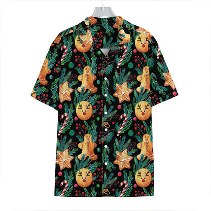 Watercolor Gingerbread Pattern Print Hawaiian Shirt