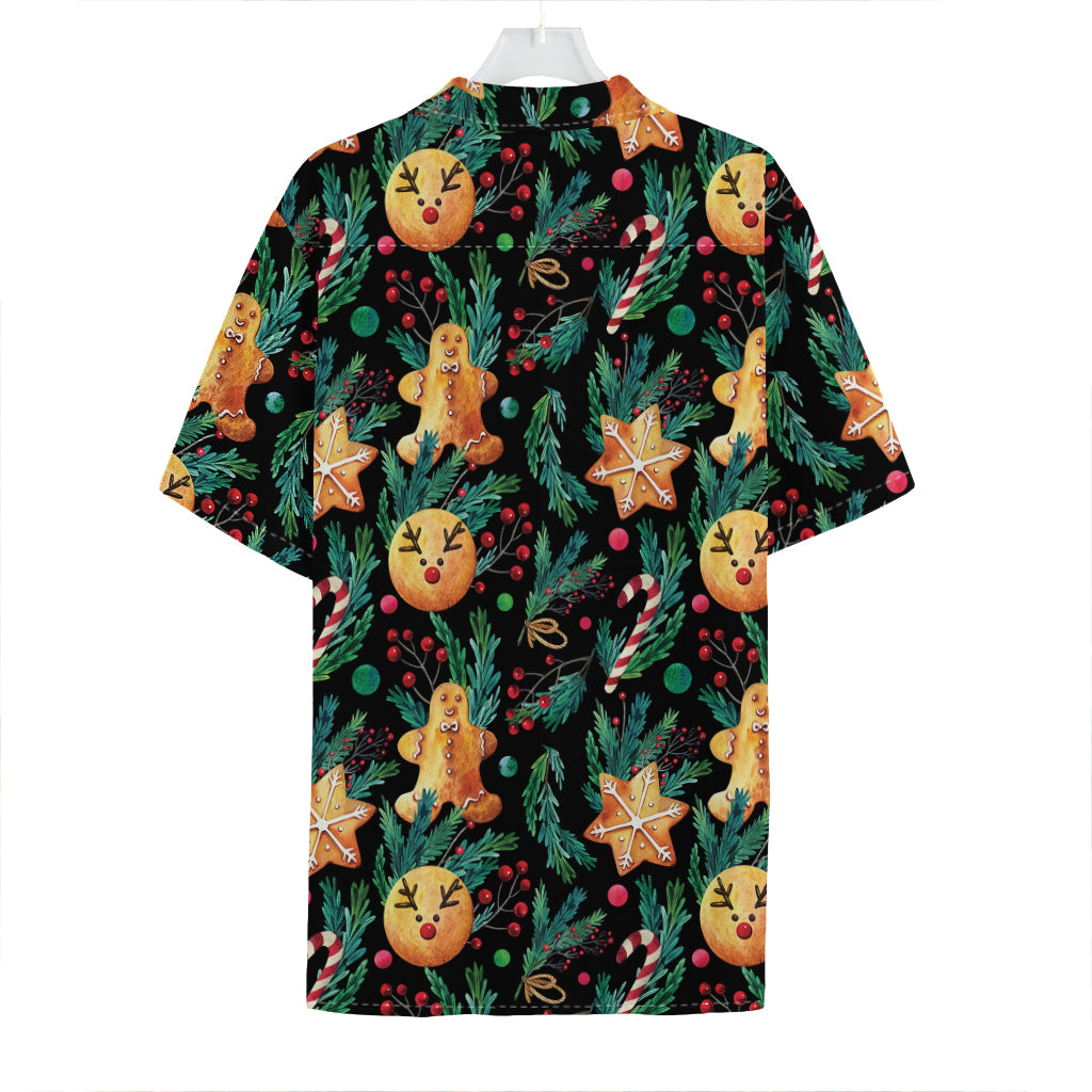 Watercolor Gingerbread Pattern Print Hawaiian Shirt
