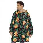 Watercolor Gingerbread Pattern Print Hoodie Blanket