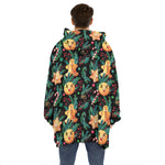 Watercolor Gingerbread Pattern Print Hoodie Blanket