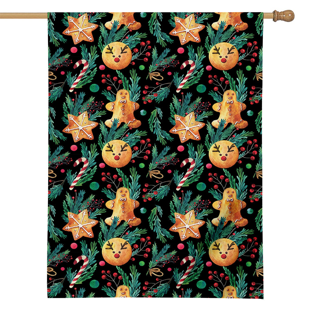 Watercolor Gingerbread Pattern Print House Flag