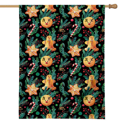 Watercolor Gingerbread Pattern Print House Flag