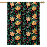 Watercolor Gingerbread Pattern Print House Flag