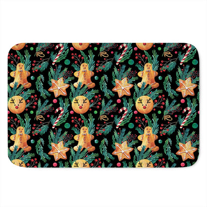 Watercolor Gingerbread Pattern Print Indoor Door Mat