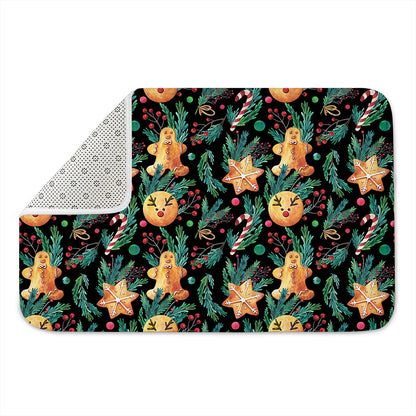 Watercolor Gingerbread Pattern Print Indoor Door Mat