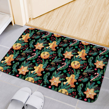 Watercolor Gingerbread Pattern Print Indoor Door Mat