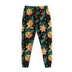 Watercolor Gingerbread Pattern Print Jogger Pants