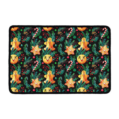 Watercolor Gingerbread Pattern Print Kitchen Mat