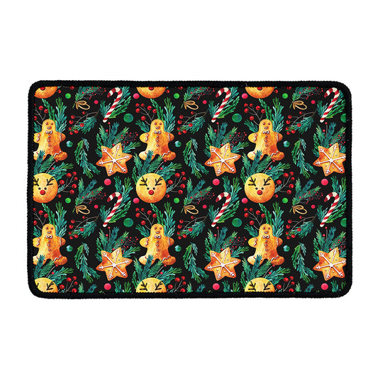 Watercolor Gingerbread Pattern Print Kitchen Mat