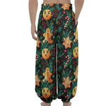 Watercolor Gingerbread Pattern Print Lantern Pants