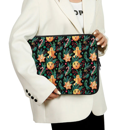 Watercolor Gingerbread Pattern Print Laptop Sleeve