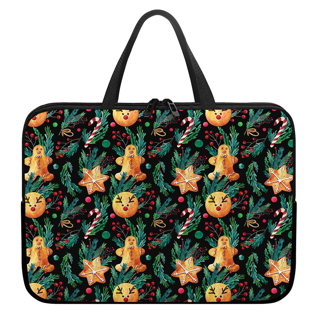 Watercolor Gingerbread Pattern Print Laptop Sleeve With Handle