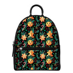 Watercolor Gingerbread Pattern Print Leather Backpack