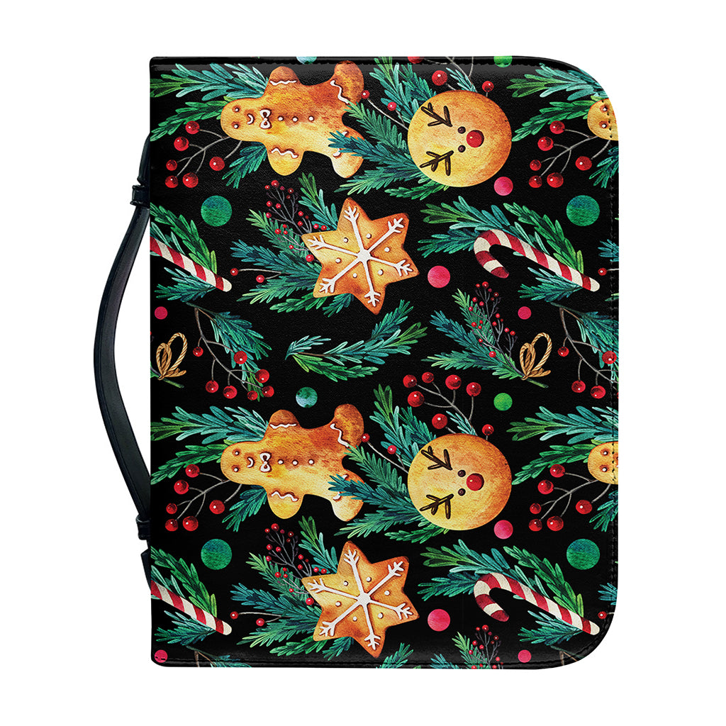 Watercolor Gingerbread Pattern Print Leather Bible Cover