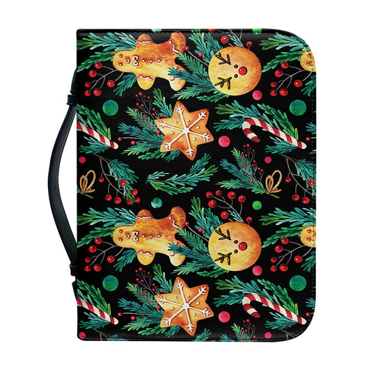 Watercolor Gingerbread Pattern Print Leather Bible Cover