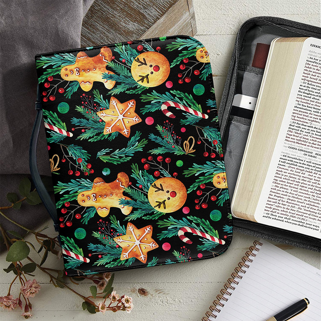 Watercolor Gingerbread Pattern Print Leather Bible Cover