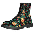 Watercolor Gingerbread Pattern Print Lace-Up Boots
