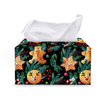 Watercolor Gingerbread Pattern Print Leather Tissue Box Cover