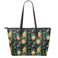 Watercolor Gingerbread Pattern Print Leather Tote Bag With Zipper