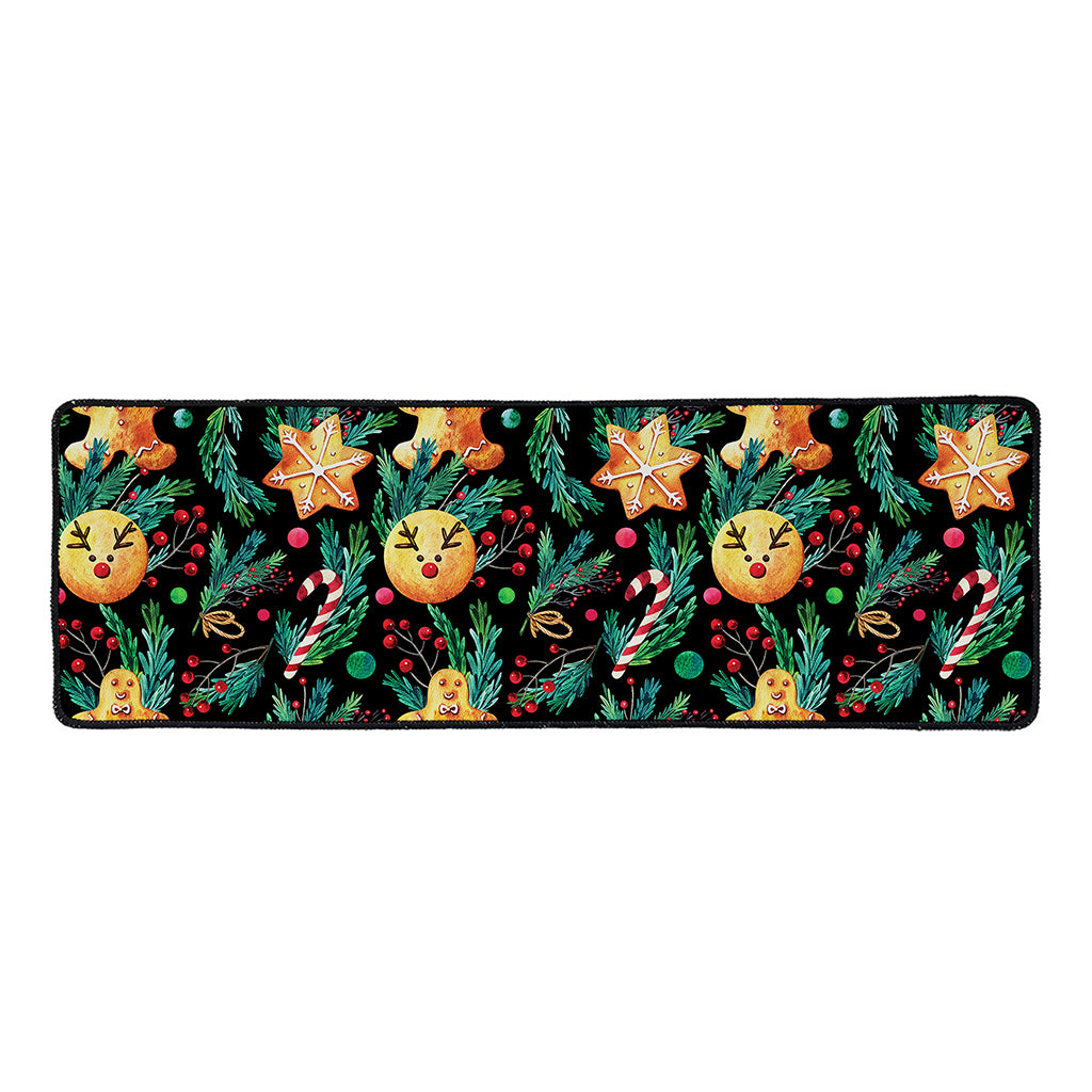 Watercolor Gingerbread Pattern Print Long Kitchen Mat