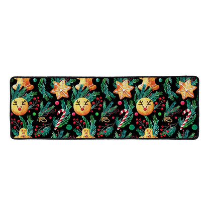 Watercolor Gingerbread Pattern Print Long Kitchen Mat