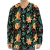 Watercolor Gingerbread Pattern Print Long Sleeve Baseball Jersey