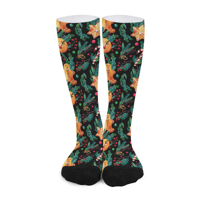 Watercolor Gingerbread Pattern Print Long Socks