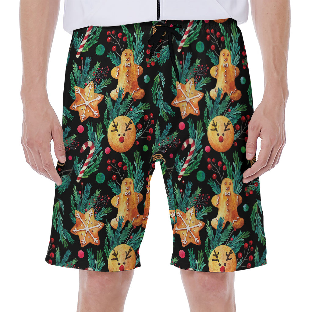 Watercolor Gingerbread Pattern Print Men's Beach Shorts