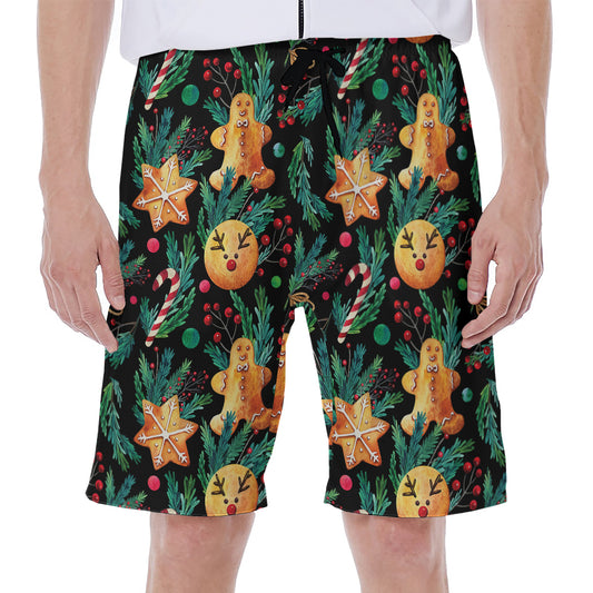 Watercolor Gingerbread Pattern Print Men's Beach Shorts
