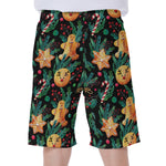 Watercolor Gingerbread Pattern Print Men's Beach Shorts