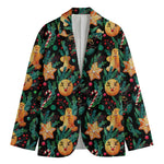Watercolor Gingerbread Pattern Print Men's Blazer