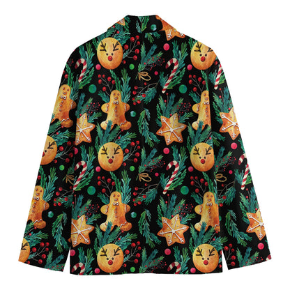 Watercolor Gingerbread Pattern Print Men's Blazer