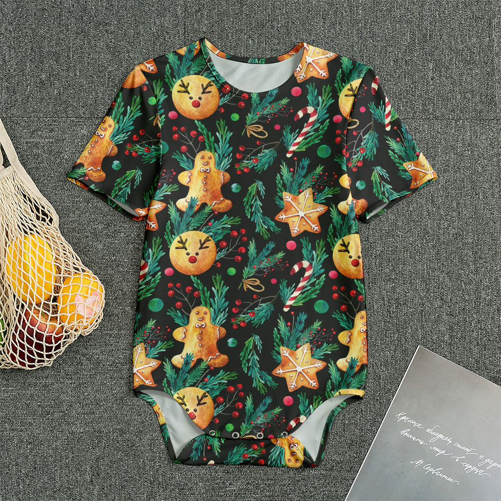 Watercolor Gingerbread Pattern Print Men's Bodysuit
