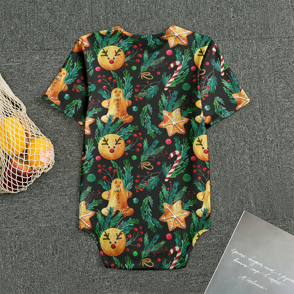 Watercolor Gingerbread Pattern Print Men's Bodysuit