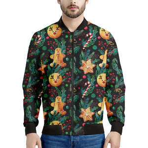 Watercolor Gingerbread Pattern Print Men's Bomber Jacket