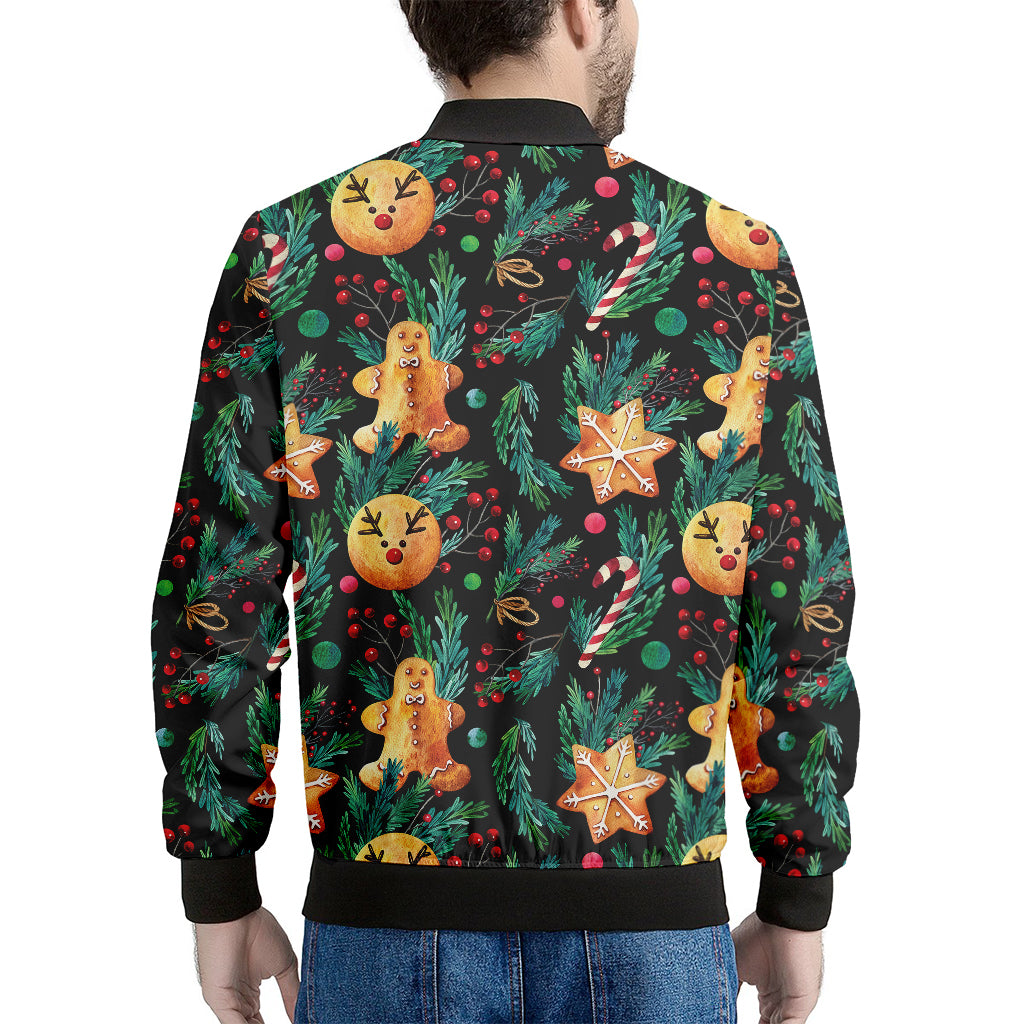 Watercolor Gingerbread Pattern Print Men's Bomber Jacket