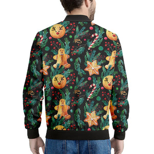 Watercolor Gingerbread Pattern Print Men's Bomber Jacket