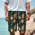 Watercolor Gingerbread Pattern Print Men's Cargo Shorts