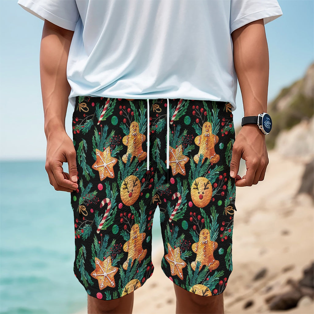 Watercolor Gingerbread Pattern Print Men's Cargo Shorts