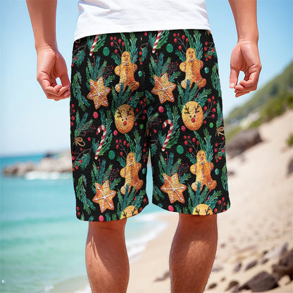 Watercolor Gingerbread Pattern Print Men's Cargo Shorts